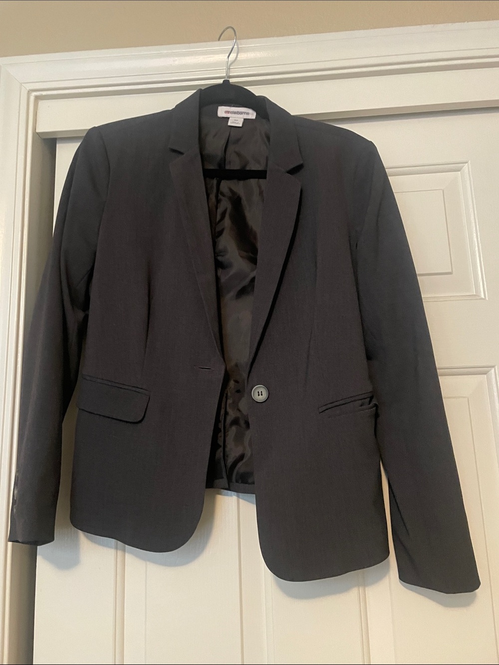 Liz Claiborne Charcoal Gray Single-Button Blazer